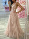 Deep V Neck Beaded See Through Lace Long Evening Prom Dresses, MR7142