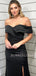 Off Shoulder Mermaid Black Long Evening Prom Dresses, MR7160