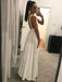 Simple Deep V Neck Backless White Chiffon Cheap Long Evening Prom Dresses, MR7185