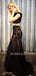 Two Pieces Mermaid Black Lace Long Evening Prom Dresses, Cheap Custom Prom dresses, MR7232