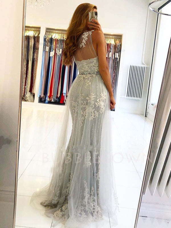 Sexy Mermaid One Shoulder Lace Long Evening Prom Dresses, MR7239