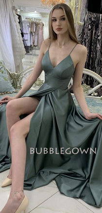 Sexy Spaghetti Straps V Neck Long Evening Party Prom Dresses, MR7050