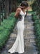 Deep V Neck White Satin Mermaid Backless Long Evening Prom Dresses, Cheap Custom Backless Prom Dresses, MR7269