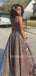 Side Slit Sparkle A-Line Backless Long Evening Prom Dresses, Cheap Custom Dresses,MR7278