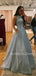 A-Line Sliver Sparkle Long Evening Prom Dresses, Cheap Custom Prom Dress, MR7302
