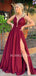 Deep V Neck Simple Backless Chiffon Cheap Long Evening Prom Dresses, MR7311