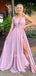 Deep V Neck Simple Backless Chiffon Cheap Long Evening Prom Dresses, MR7311