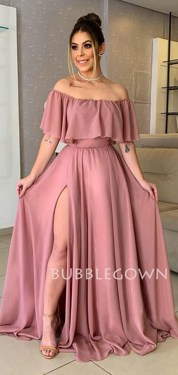 inexpensive long evening dresses Chiffon Rose Gold Spaghetti Straps Cheap Long Evening Prom Dresses Party Dress PL386