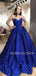 Dark Blue Sparkly A-Line Backless Long Evening Prom Dresses, Cheap Custom Prom Dress, MR7378