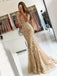 Mermaid/Trumpet Half Sleeves Tulle Appliques Lace Long Evening Prom Dresses, Cheap Custom Prom Dresses, MR7419