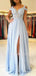 Off Shoulder Chiffon Beaded Appliques Long Evening Prom Dresses, Cheap Custom Prom Dresses, MR7439