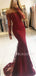 Off Shoulder Appliques Long Sleeves Mermaid Lace Long Evening Prom Dresses, Cheap Custom Prom Dresses, MR7443
