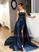 A-line Fuchsia Satin Long Evening Prom Dresses, Cheap Custom prom dresses, MR7477