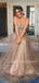 A-Line Sequin Sparkly Backless Long Evening Prom Dresses, Cheap Custom Prom Dress, MR7493