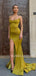 Satin Mermaid Side Slit Long Strapless Evening Prom Dresses, Cheap Custom Prom Dresses, MR7506