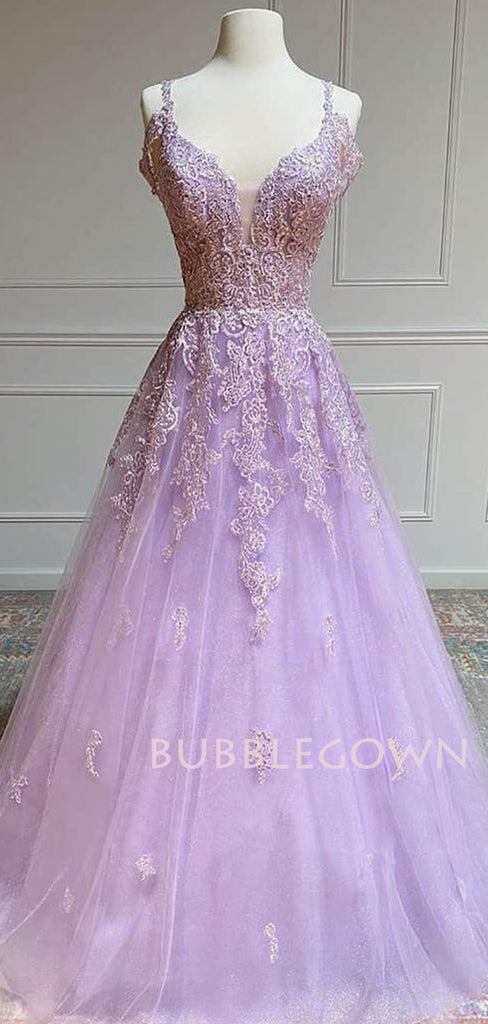 Off Shoulder A-line Tulle Appliques Lace Long Evening Prom Dresses, Cheap Custom Prom Dress, MR7527