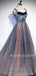 A-line Sparkly Tulle Adjustable Straps Long Evening Prom Dresses, Cheap Custom Prom Dresses, MR7552
