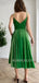 Women's Spaghetti Straps Green Velvet Vintage Long Evening Prom Dresses, Cheap Custom Prom Dresses, MR7640