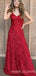 A-line Burgundy Sequin Spaghetti Straps Long Evening Prom Dresses, Cheap Custom Prom Dresses, MR7899