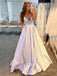 A-Line Spaghetti Straps Grey Sparkly Long Evening Prom Dresses, Cheap Custom Dresses,MR7909