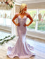 Mermaid Lilac Satin Spaghetti Straps Simple Long Evening Prom Dresses, Cheap Custom prom dresses, MR8017