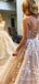 A-line Yellow Tulle Spaghetti Straps Appliques Long Evening Prom Dresses, MR8049