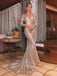 Deep V-neck Long Sleeves Gold Sequin Long Mermaid Evening Prom Dresses, Cheap Custom Prom Dresses, MR8134