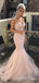 Spaghetti Straps Dusty Pink Mermaid Long Sweetheart Evening Prom Dresses, MR8161