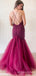 Mermaid Tulle Beaded Spaghetti Straps Long Evening Prom Dresses, MR8168