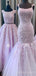 Lilac Tulle Appliques Long Evening Prom Dresses, MR8190