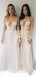 Long Sleeves Tulle Beaded Long Evening Prom Dresses, Deep V Neck Custom Prom Dress, MR8199