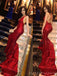 Red Sequin Long Mermaid Evening Prom Dresses, Spaghetti Straps Sparkly Custom Prom Dress, MR8201