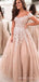 Off Shoulder A-line Long Tulle Evening Prom Dresses, Cheap Custom Prom Dress, MR8205