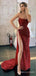 Mermaid Red Sequin Long Strapless Evening Prom Dresses, Custom Prom Dress, MR8206