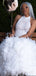 High-low White Sequin Long Halter Evening Prom Dresses with feather, Custom Prom Dress, MR8209