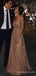 Sexy Backless Gold Sequin Sparkly Long Evening Prom Dresses, A-line Spaghetti Straps Custom Prom Dress, MR8243