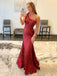 Mermaid Red Sequin Long Evening Prom Dresses, One Shoulder Custom Prom Dresses, MR8256