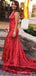 Red Sequin Long Halter Evening Prom Dresses, Mermaid V Neck Custom Prom Dresses, MR8263