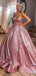 Ball Gown Pink Sparkly Sweetheart Long Evening Prom Dresses, A-line Custom Prom Dresses, MR8285