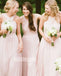 Pink Chiffon Wedding Party Long Bridesmaid Dresses BMD002