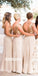 Unique V-neck Two Pieces Chiffon Long Bridesmaid Dresses BMD013