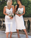 Elegant White Spaghetti Strap Short Bridesmaid Dresses BMD022