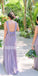 Elegant Purple Halter A-line Long Bridesmaid Dresses  BMD027