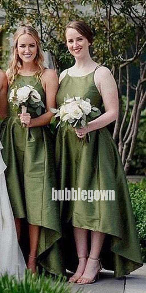 Elegant Spaghetti Strap High-low Bridesmaid Dresses  BMD044