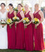 Cheap Lace Top A Line Open Back Chiffon Long Wedding Bridesmaid Dresses, BGP283 - Bubble Gown