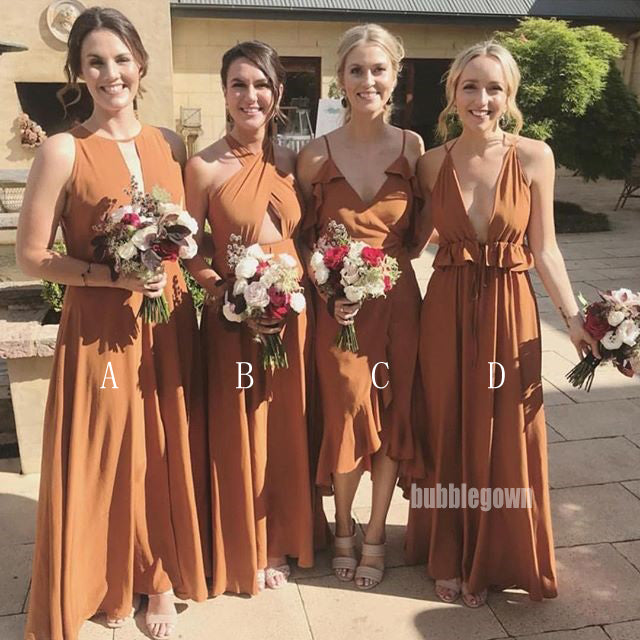 Mismatched Styles Wedding Party Long Bridesmaid Prom Dresses GDW102
