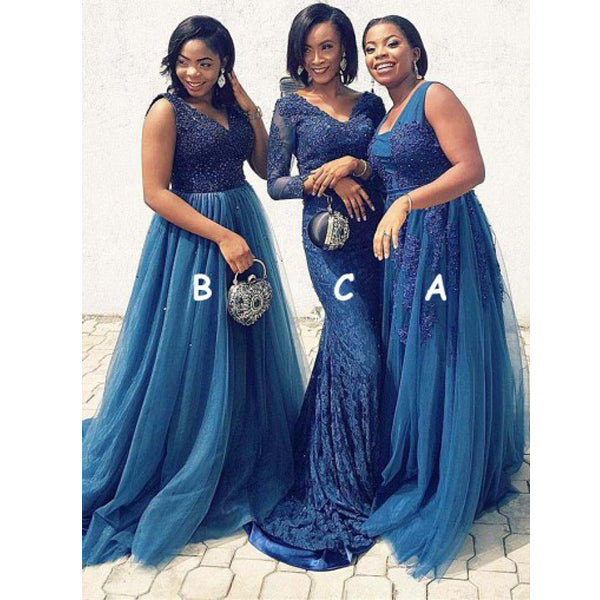 Charming Mismatched Gorgeous Affordable Long Bridesmaid Dresses, BG512 – BubbleGowns