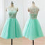 Mint Lace Top Tulle Junior Cheap Short Bridesmaid Dresses, BG51405