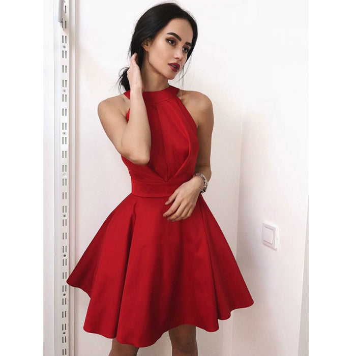 Halter Red Simple Cheap On Sale Short Homecoming Dresses, BH103 BubbleGowns Halter Red Simple Cheap On Sale Short Homecoming Dresses, BH103 BubbleGowns