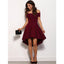 Burgundy Off the Shoulder High Low Simple Cheap Homecoming Dresses, BH102